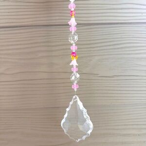 Swarovski French Cut Crystal Sun Catcher with Pink Angels and bead Accents